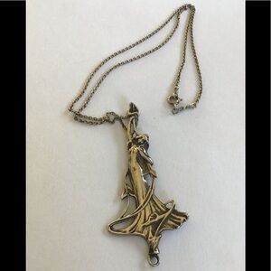 Art Nouveau Sterling Maiden Pendant Necklace